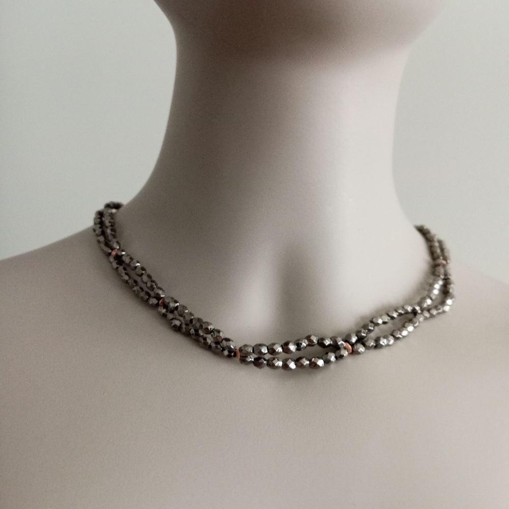 Hand Crafted Silver crystal metallic crystal choker necklace
